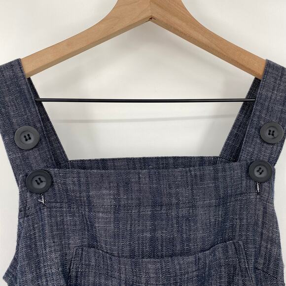 Nooworks Denim Overall Jumpsuit Wide Leg Sleeveless Chambray Dark Wash Womens XS - Picture 4 of 9